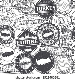 Edirne Turkey Stamps. City Stamp Vector Art. Postal Passport Travel. Design Set Pattern.