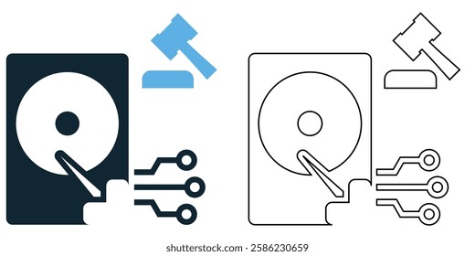 E-discovery law icon vector, legal, technology, and data investigation pictogram symbol ui and ux design, glyphs and stroke line