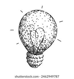 bombilla edison dibujada a mano. bombilla vintage, bombilla de luz, led eléctrico edison bombilla boceto de Vector. aislado ilustración negra