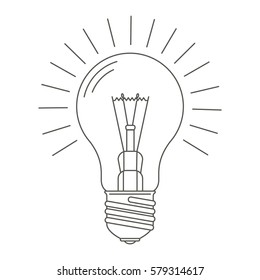 Edison lamp. Light bulb - idea theme. Flat icon isolated on white background. Vector illustration.