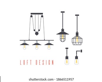 edison lamps. light bulbs. loft style design. industrial interior. modern cafe