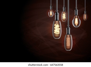 Edison Light Bulb. Vector Illustration.