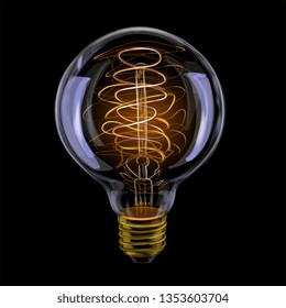 Edison realistic antique glowing light bulb. Vector illustration of paints