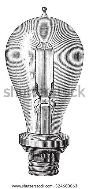 Edisons Incandescent Lamp Vintage Engraved Illustration Stock Vector ...