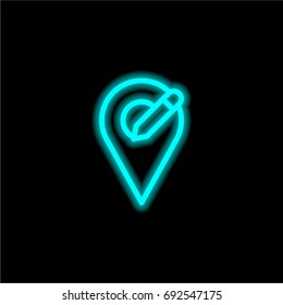 Edit blue glowing neon ui ux icon. Glowing sign logo vector