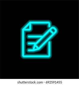 Edit blue glowing neon ui ux icon. Glowing sign logo vector