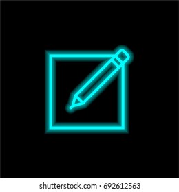 Edit blue glowing neon ui ux icon. Glowing sign logo vector