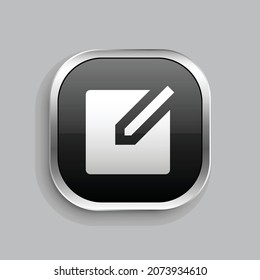 edit box fill icon design. Glossy Button style rounded rectangle isolated on gray background. Vector illustration