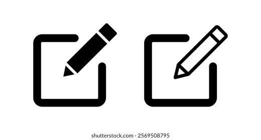 Edit Box Icon with Pen Illustrates Easy Content Modification. Edit Icon.