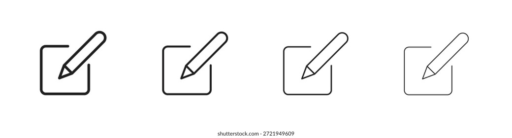 Los iconos de Botón de Editar delinean el diseño de Vector negro. Línea con trazo editable.