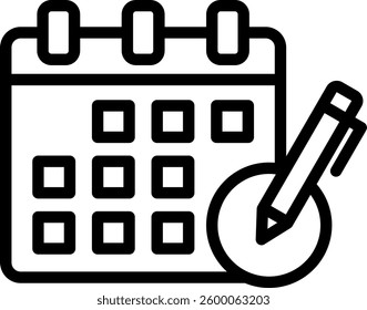 Edit Calendar Icon Line Vector Illustration