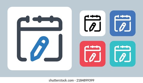 Edit Calendar Icon - Vector Illustration . Edit, Calendar, Modify, Month, Day, Date, Schedule, Change, Event, Appointment, Line, Outline, Flat, Icons .