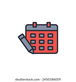 edit calendar icon. vector.Editable stroke.linear style sign for use web design,logo.Symbol illustration.