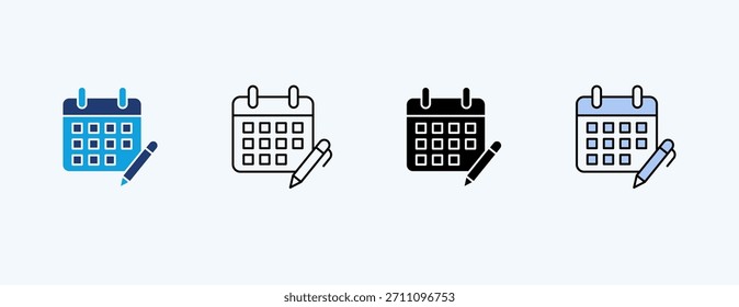 Vector de ilustración de íconos múltiples de Editar Calendar