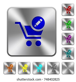 Edit cart items engraved icons on rounded square glossy steel buttons