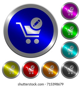 Edit cart items icons on round luminous coin-like color steel buttons