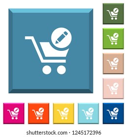 Edit cart items white icons on edged square buttons in various trendy colors