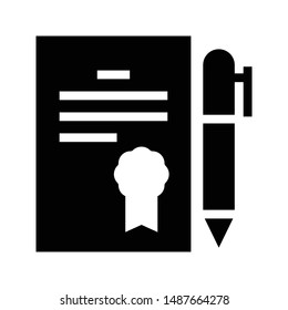 edit certificate glyph flat vector icon