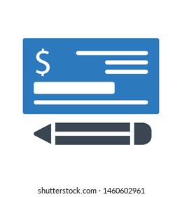 edit cheque glyph colour vector icon