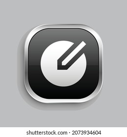 edit circle fill icon design. Glossy Button style rounded rectangle isolated on gray background. Vector illustration
