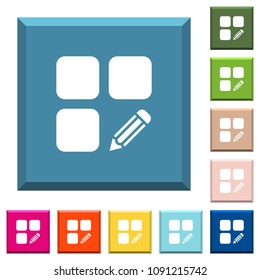 Edit component white icons on edged square buttons in various trendy colors