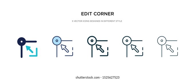edit corner icon in different style vector illustration. two colored and black edit corner vector icons designed in filled, outline, line and stroke style can be used for web, mobile, ui