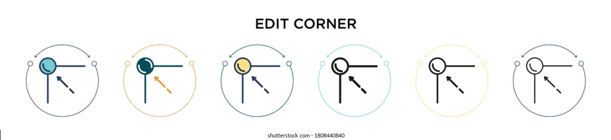 Edit corner icon in filled, thin line, outline and stroke style. Vector illustration of two colored and black edit corner vector icons designs can be used for mobile, ui, web