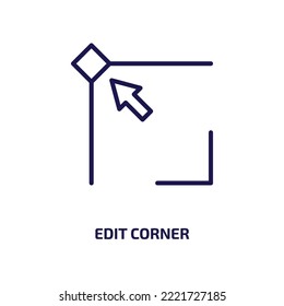 icono de la esquina de edición de la colección de figuras geométricas. Esquina de edición lineal delgada, esquina, icono de contorno de flecha aislado en fondo blanco. Signo de esquina de edición de vectores de línea, símbolo para web y móvil