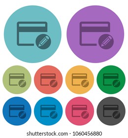 Edit credit card darker flat icons on color round background