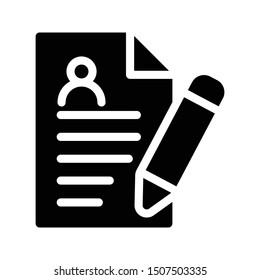edit cv glyph flat vector icon