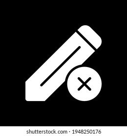 Edit dark mode glyph icon. Text document. Correct mistakes, editorial review. Phone screen menu element. Smartphone UI button. White silhouette symbol on black space. Vector isolated illustration