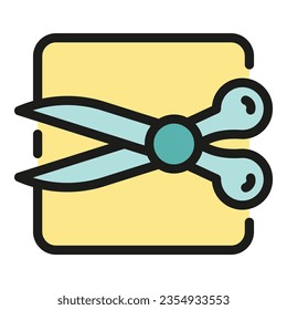 Editar vector de contorno de icono de tijeras digitales. Herramienta de parada. Color de rotación de interfaz plano