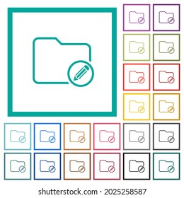 Edit directory flat color icons with quadrant frames on white background
