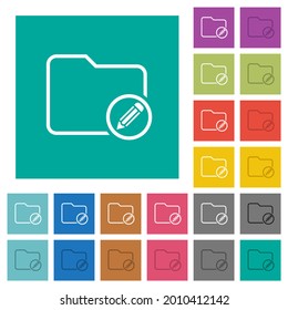 Edit directory multi colored flat icons on plain square backgrounds. Included white and darker icon variations for hover or active effects.