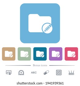 Edit directory white flat icons on color rounded square backgrounds. 6 bonus icons included