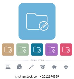 Edit directory white flat icons on color rounded square backgrounds. 6 bonus icons included
