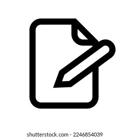 Edit document icon line isolated on white background. Black flat thin icon on modern outline style. Linear symbol and editable stroke. Simple and pixel perfect stroke vector illustration.