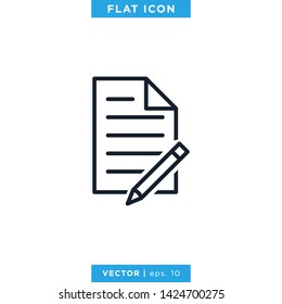 Edit Document Icon Vector Design Template. Paper and Pen or Pencil Icon.