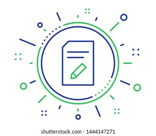 Edit Document line icon. Information File sign. Paper page with pencil concept symbol. Quality design elements. Technology edit document button. Editable stroke. Vector