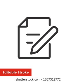Edit document line icon for web template and app. Editable stroke vector illustration design on white background. EPS 10
