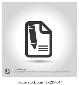 Edit document sign icon. Edit content button. pictogram icon on gray background. Vector illustration for web site, mobile application. Simple flat metro design style. Outline Icon. Flat design style
