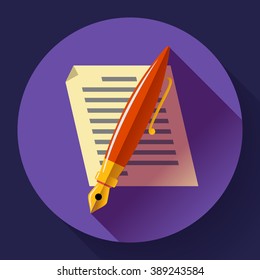 Edit document sign icon. Edit content button. Classic flat icon. Colored circles. Vector