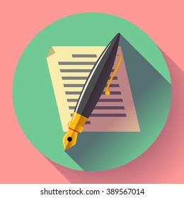 Edit document sign icon. Edit content button. Classic flat icon. Colored circles. Vector