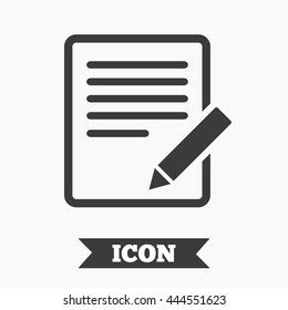 Edit document sign icon. Edit content button. Graphic design element. Flat edit symbol on white background. Vector