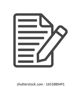 Edit document sign icon isolated on white background. Edit content symbol for your web site design, logo, app. Vector illustration..