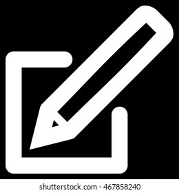 Edit Document vector icon. Style is contour flat icon symbol, white color, black background.