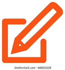 Edit Document vector icon. Style is outline flat icon symbol, orange color, white background.