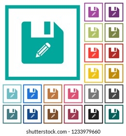Edit file flat color icons with quadrant frames on white background