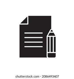 Edit file glyph icon. Vector isolated fill black illustration
