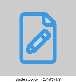 Edit file icon in blue style, use for website mobile app presentation